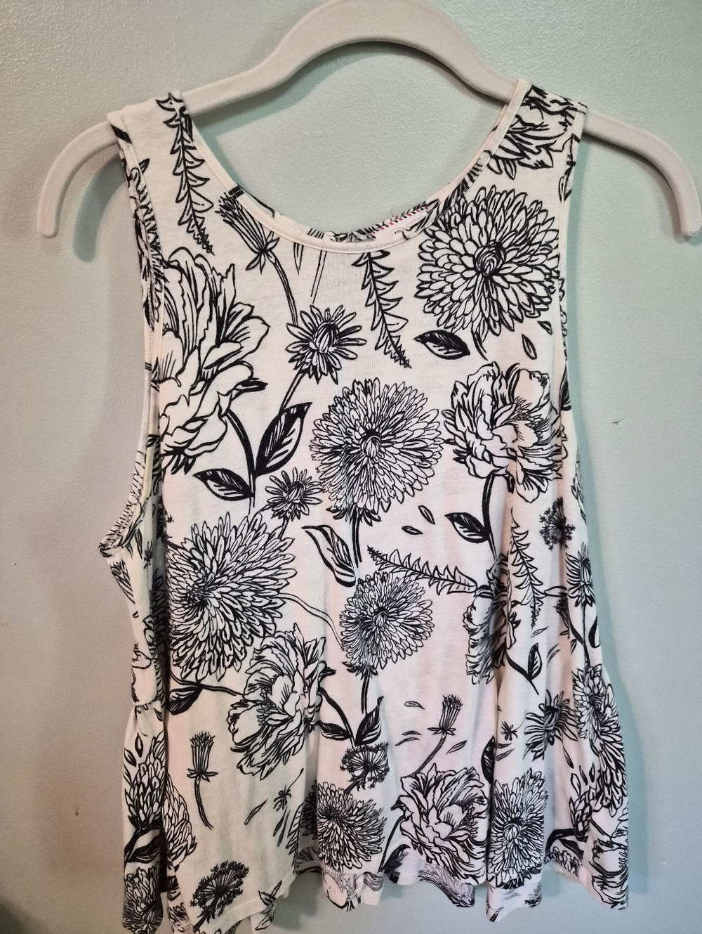 Anthropologie Black & White Floral Tank Top